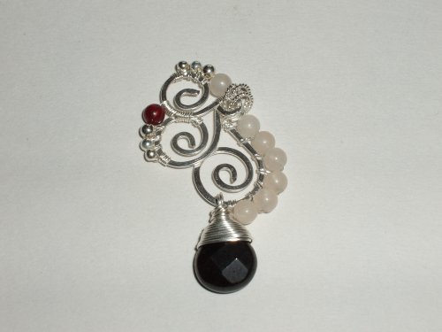 Abby Hook's Cirrus Pendant - , Contemporary Wire Jewelry, Coiling, Coiling Wire, Wire Coiling, Lashing, Wire Lashing, Spirals, Wire Spiral, Spiral Wire Wrap, lash more beads to the frame